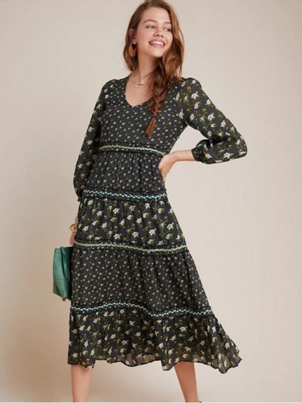 NWT Anthropologie size 12 Karoline  tiered maxi dress